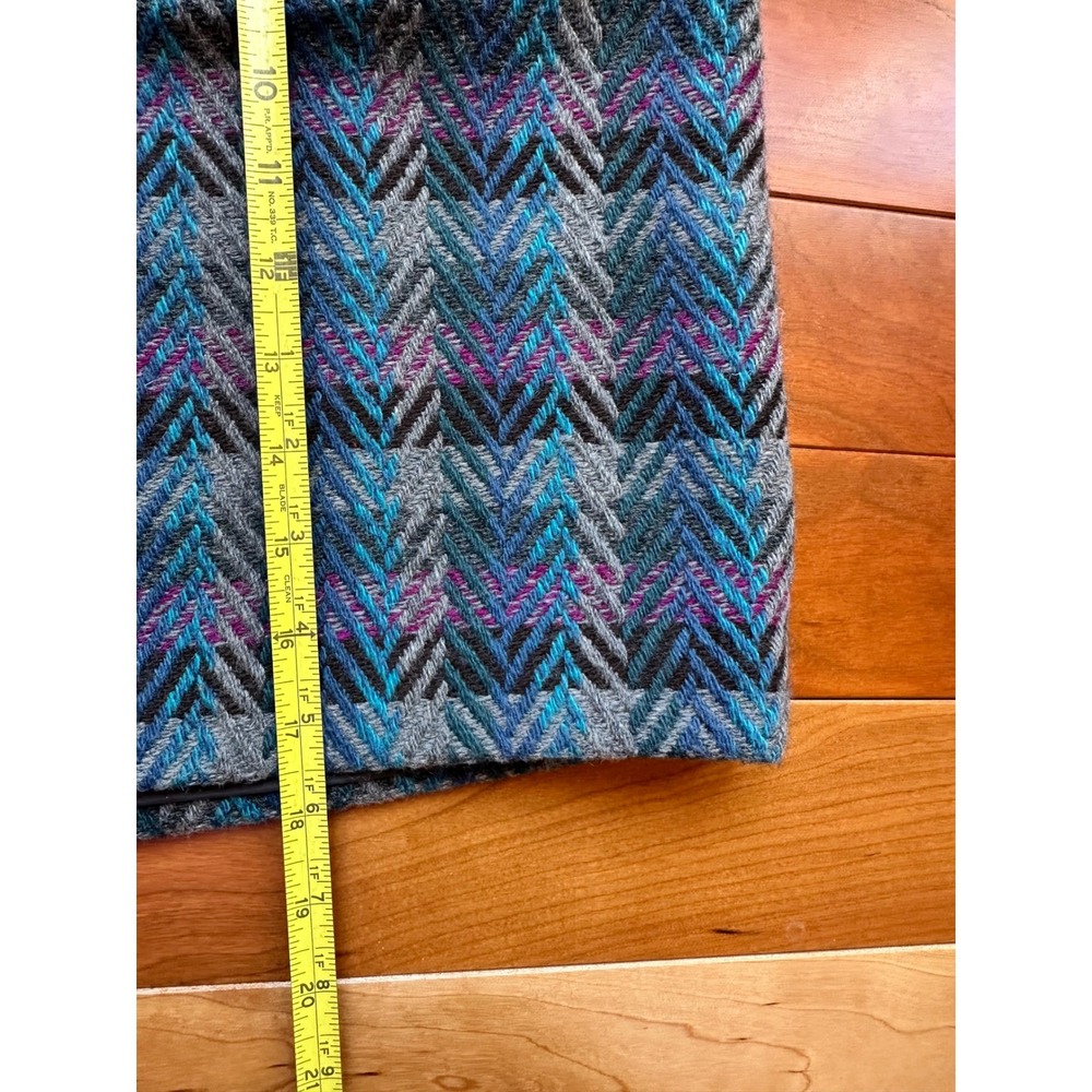 LL Bean Womens Wool Blend Plaid Mini Skirt Blue Grey Herringbone Size 6 283889 - Picture 5 of 7